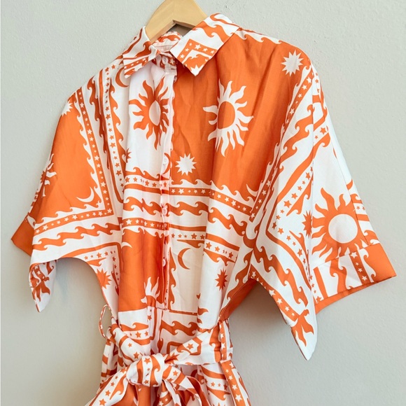 Commense Orange Patterned Oversized Women's Romper - Picture 4 of 6